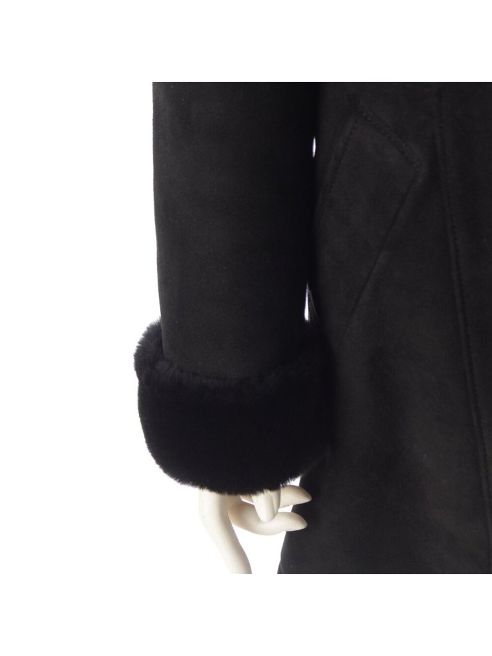Loewe Cowhide Shearling Vintage Logo Button Coat Black 40 - Picture 6 of 10